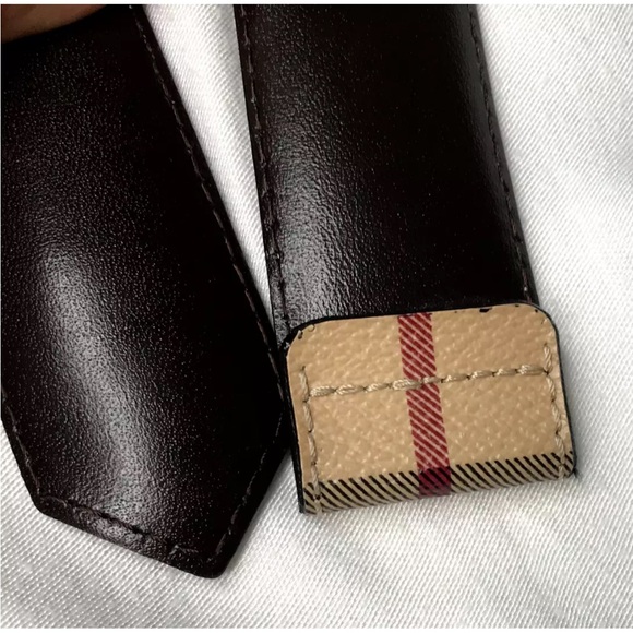 BURBERRY Nova Check PVC Leather Belt 40/100 Italy No Buckle Made In Italy - Picture 4 of 16